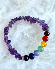 Chakra Edelstein Armband mit den 7 Chakra Steinen & Amethyst