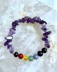 Chakra Edelstein Armband mit den 7 Chakra Steinen & Amethyst