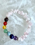 Chakra Edelstein Armband mit den 7 Chakra Steinen & Rosenquarz
