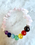 Chakra Edelstein Armband mit den 7 Chakra Steinen & Rosenquarz