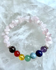 Chakra Edelstein Armband mit den 7 Chakra Steinen & Rosenquarz
