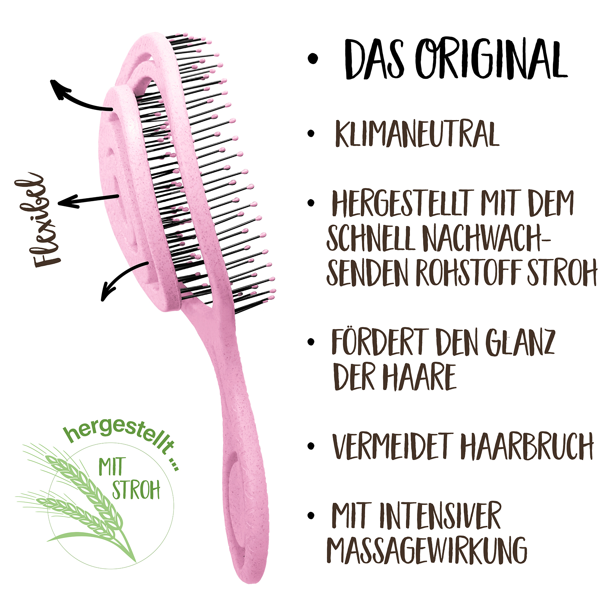 NEU REVOLUTIONÄRE Haarbürste mit Stroh